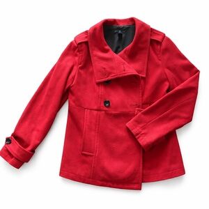 GAP Bright Red Wool Pea Coat